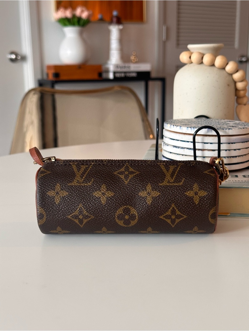 Louis Vuitton Monogram Canvas Cylindrical Pouch in Brown